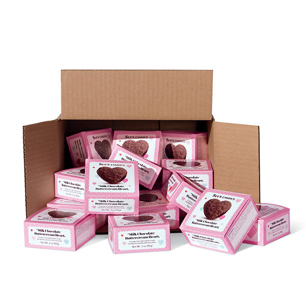 1 Carton (20 boxes) of 3 oz Milk Chocolate Butter Heart