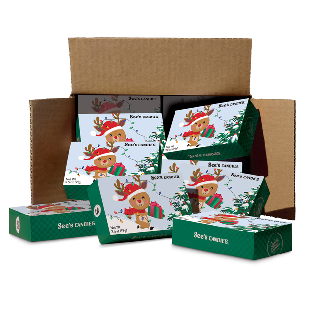 1 Carton (20 Boxes) of 3.5 oz Merry Reindeer Boxes